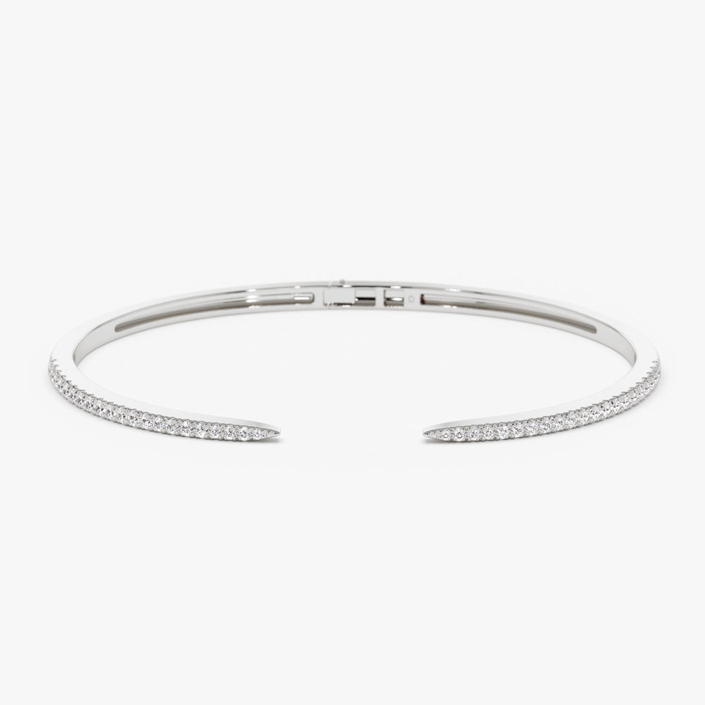 OBFJ1517 - Cuff Diamond Bangle Bracelet 0.50 ctw bracelets in selectable metal and diamond options - Roselle Jewelry view 5