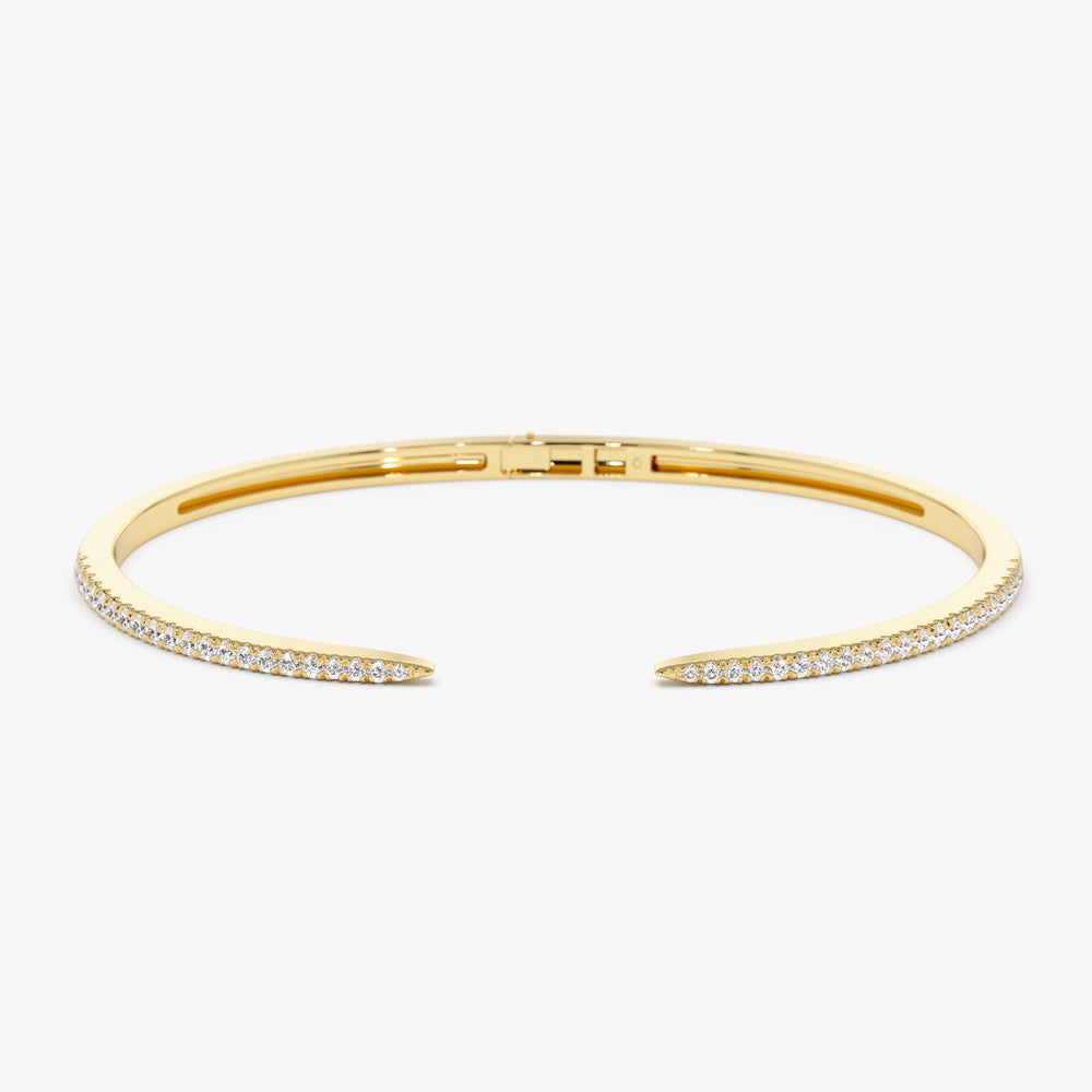 OBFJ1517 - Cuff Diamond Bangle Bracelet 0.50 ctw bracelets in selectable metal and diamond options - Roselle Jewelry view 1