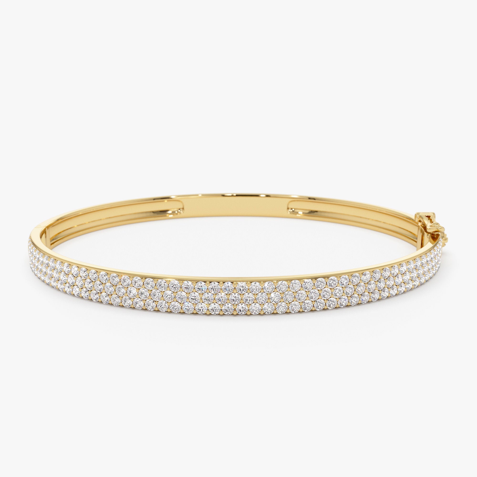 OBFJ1090 - 14k Triple Row Statement Diamond Bangle 1.80 Ctw 1