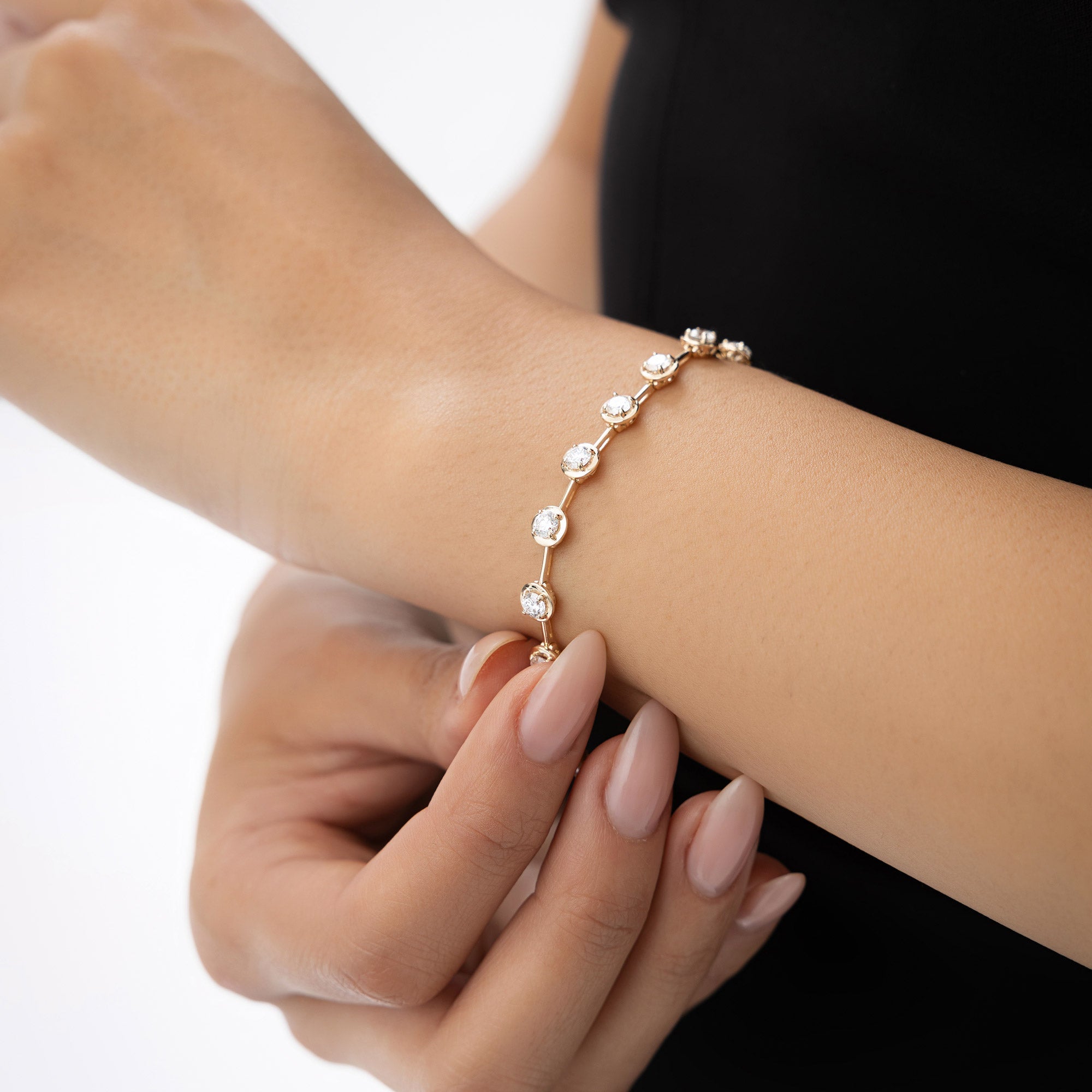 OBFJ1040 - 3.60 ctw 14k Round Lab Grown Diamond Bar Bracelet - Larissa 3