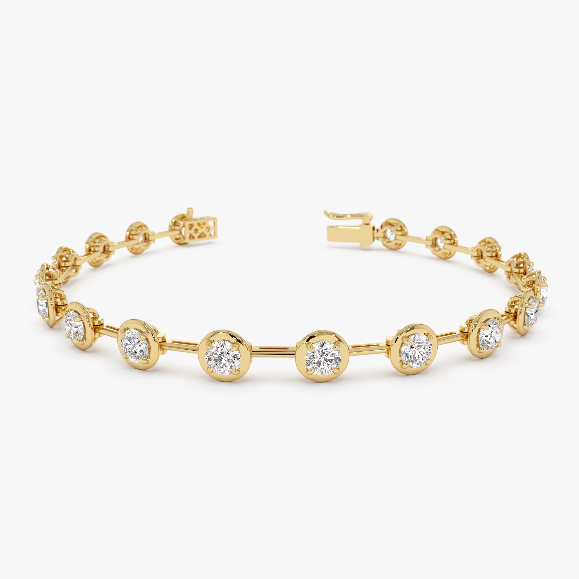 OBFJ1040 - 3.60 ctw 14k Round Lab Grown Diamond Bar Bracelet - Larissa 1