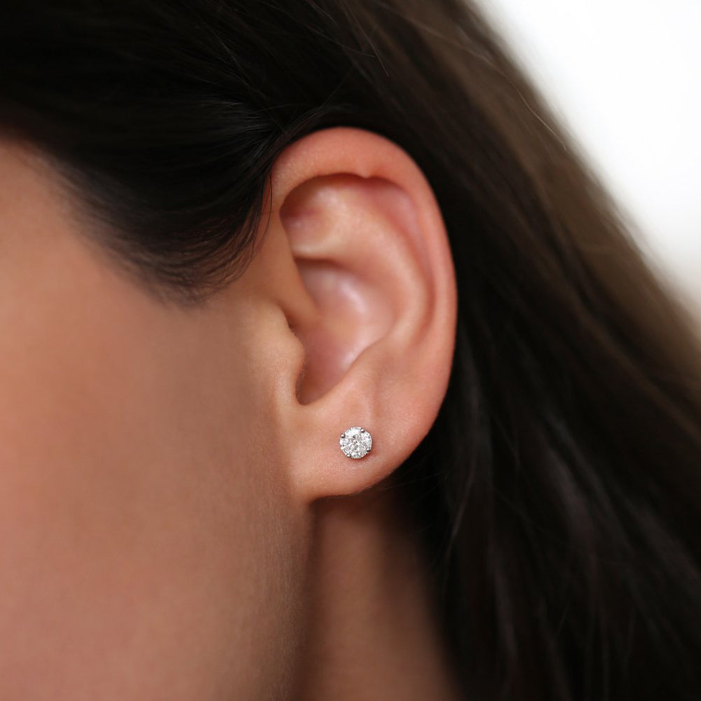 OBFJ1929 - 14k 5MM Illusion Setting Diamond Studs 4