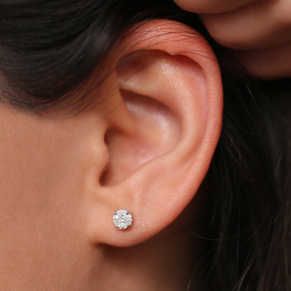 OBFJ1929 - 14k 5MM Illusion Setting Diamond Studs 2