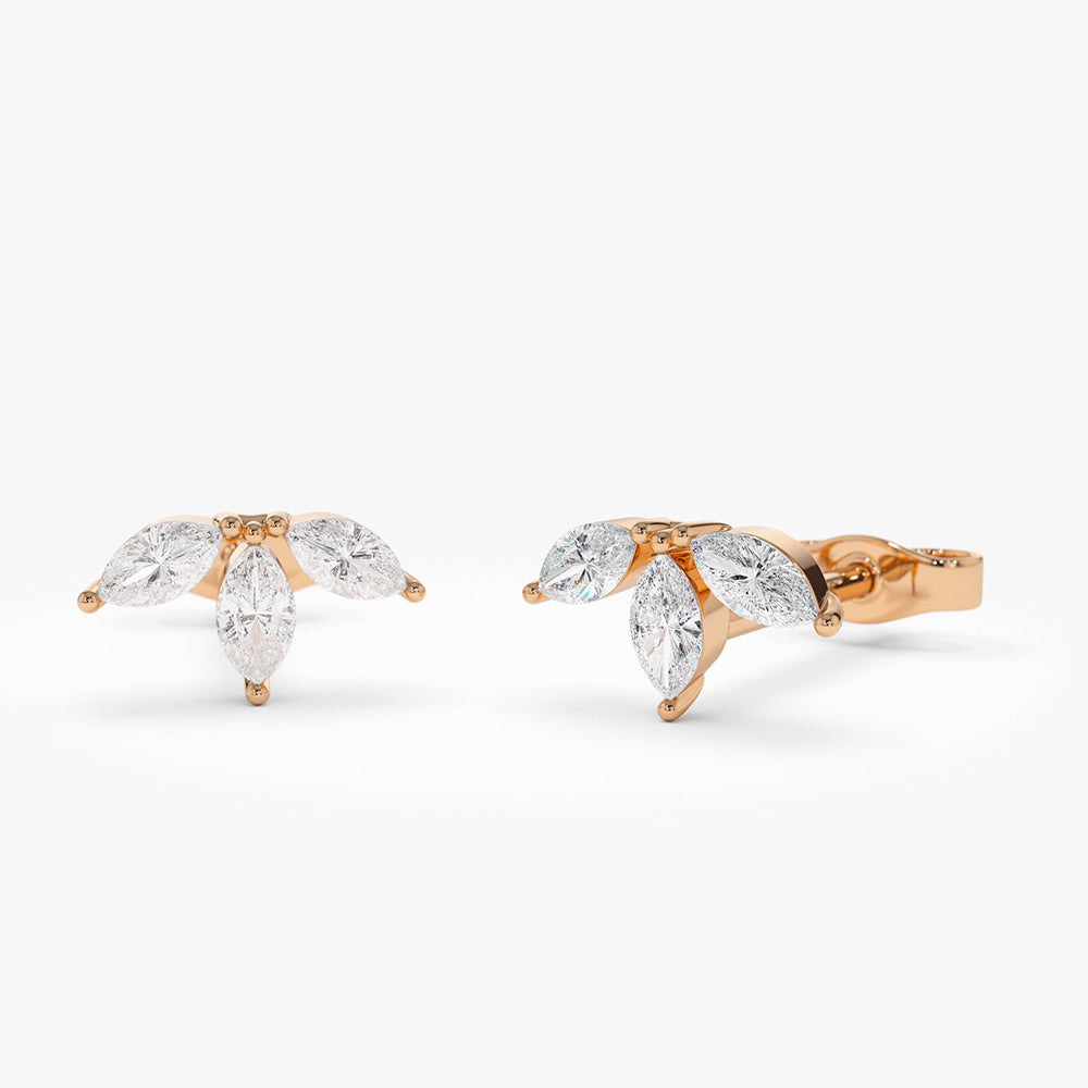 OBFJ2038 - 14k Marquise Crown Stud Earrings 5