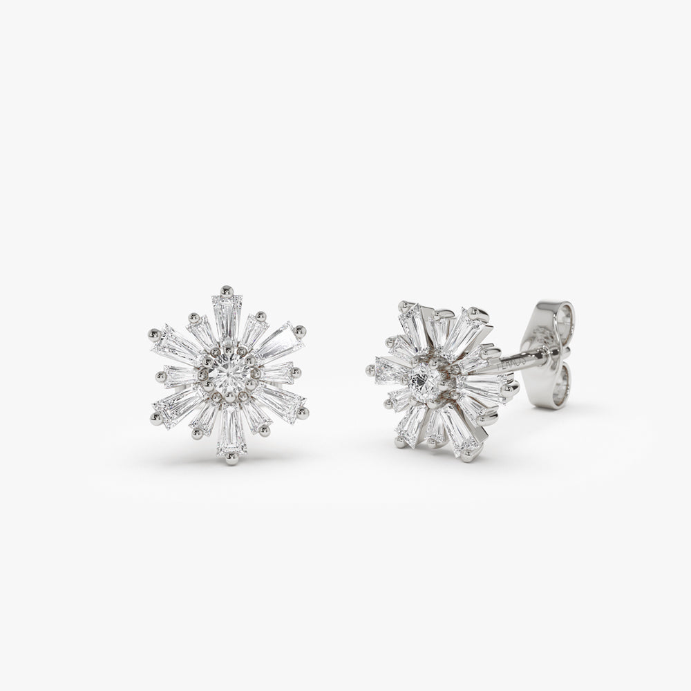 OBFJ2128 - Tapered Baguette Unique Diamond Earrings earrings in selectable metal and diamond options - Roselle Jewelry view 7