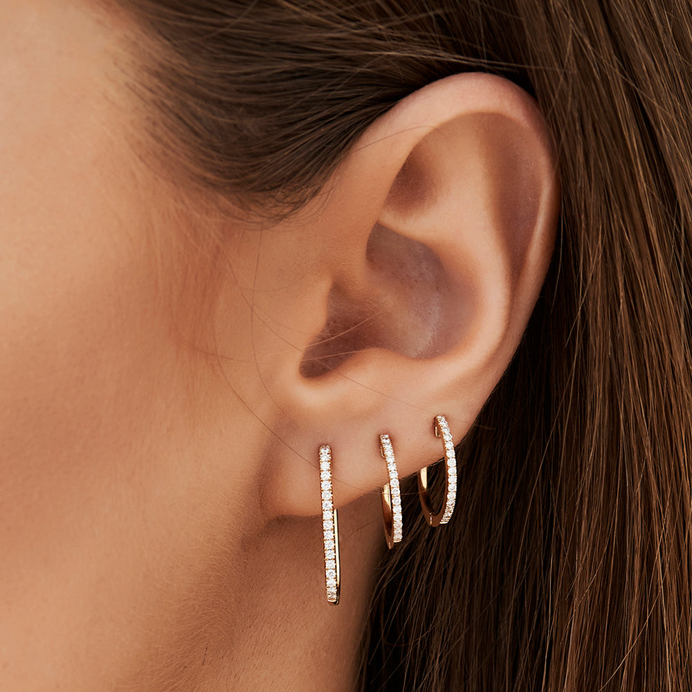 OBFJ2114 - 14k Paperclip Diamond Hoop Earrings 2