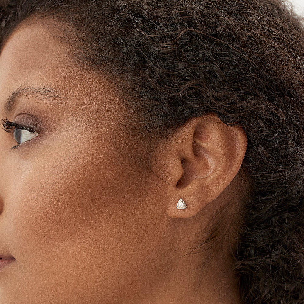 OBFJ1475 - 14k Petite Trillion Diamond Studs with Halo Setting 3
