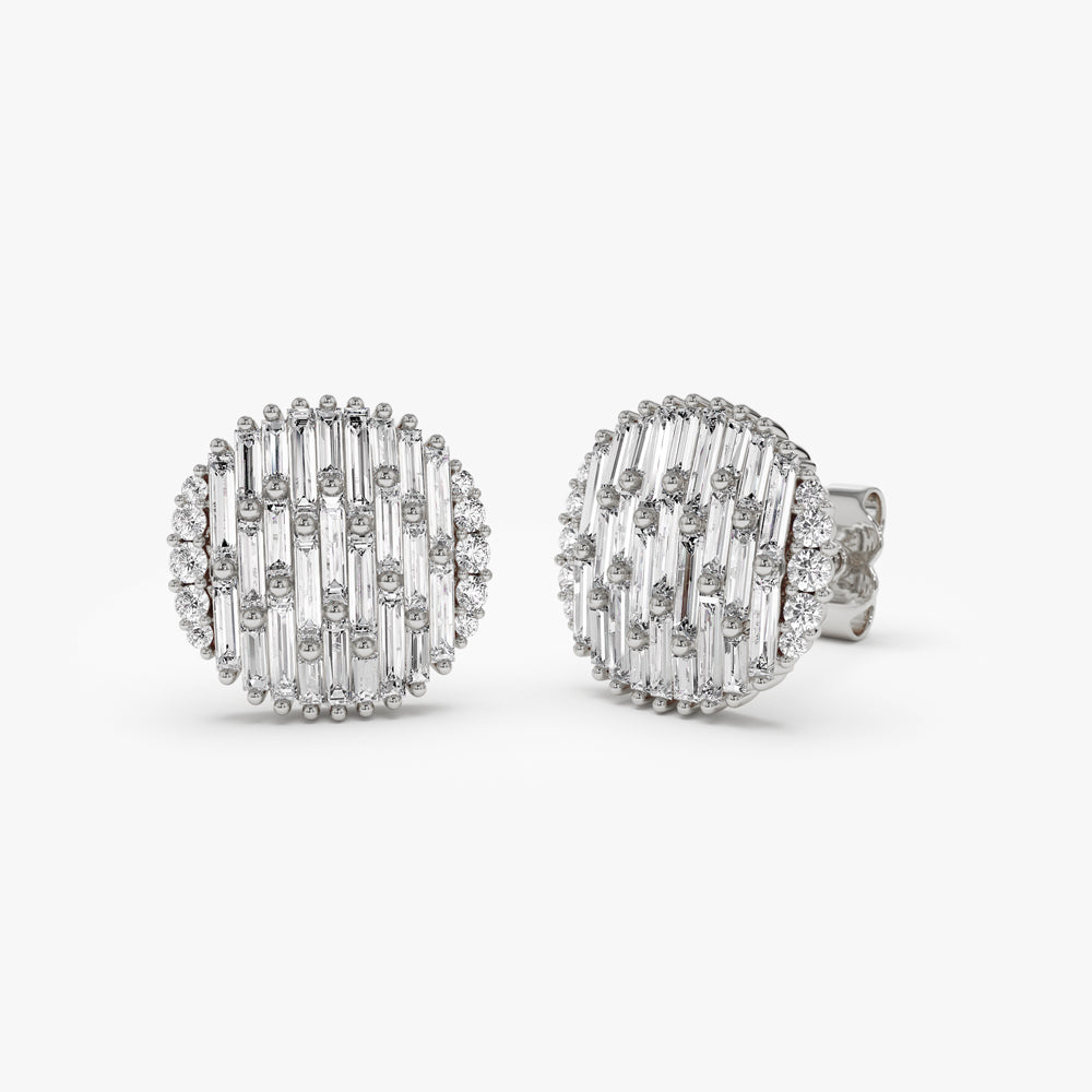 OBFJ1476 - 14kBaguette Diamond Needle Cut Statement Earrings 5