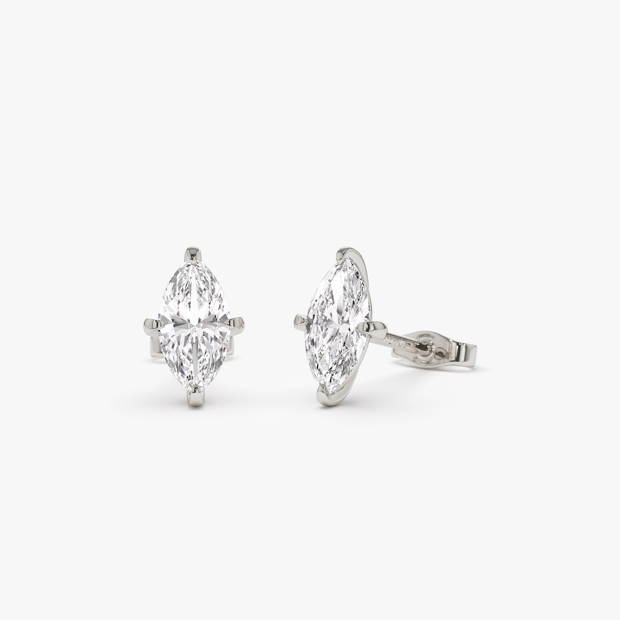 OBFJ1416 - 1.00 ctw 14k Classic Four Prong Marquise Shape Lab Grown Diamond Studs - Leah 4