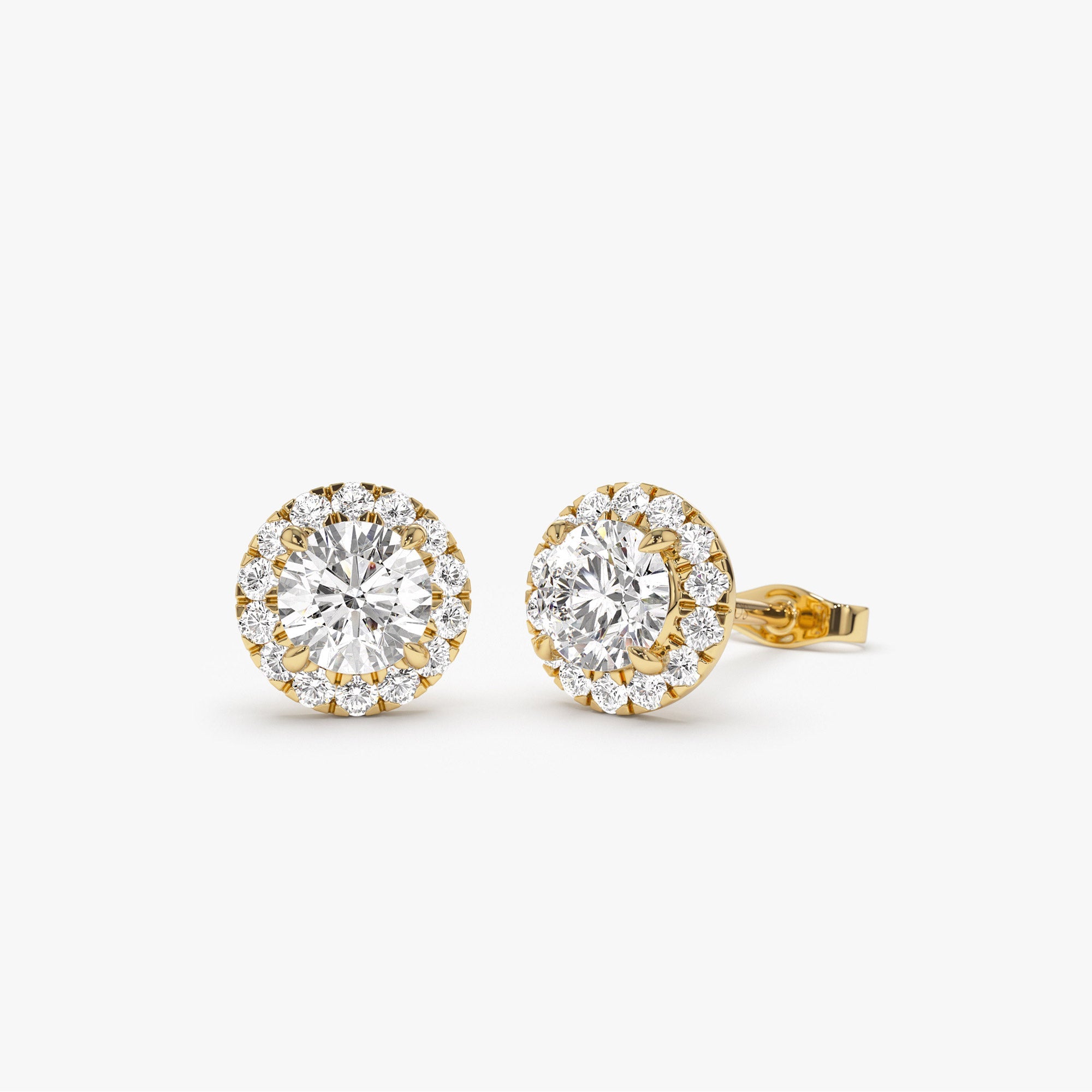 OBFJ1410 - 1.30 ctw 14k Round Lab Grown Diamond Halo Stud Earrings - Josephine 1