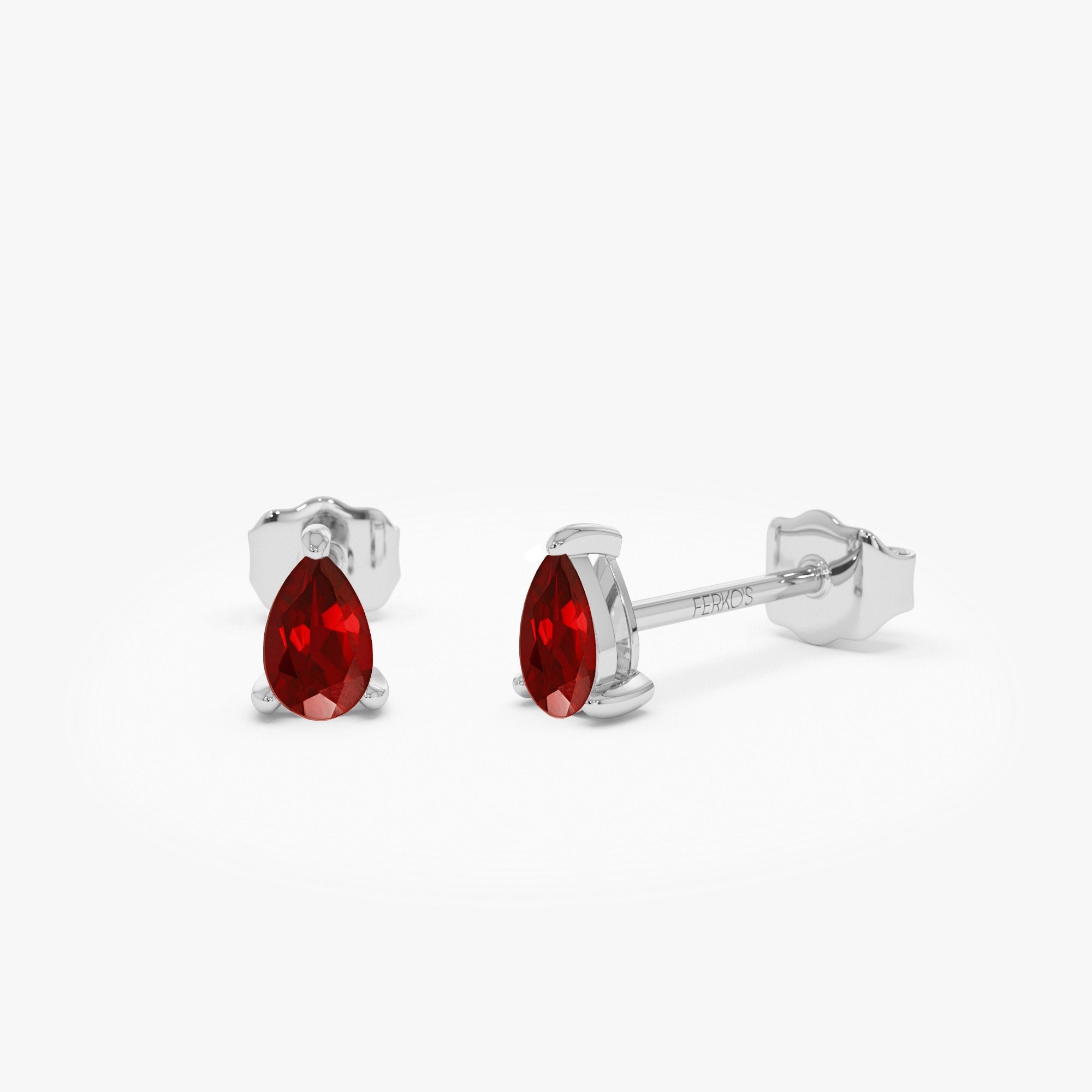 OBFJ1047 - 14K  Pear Shaped Ruby Stud Earrings 6