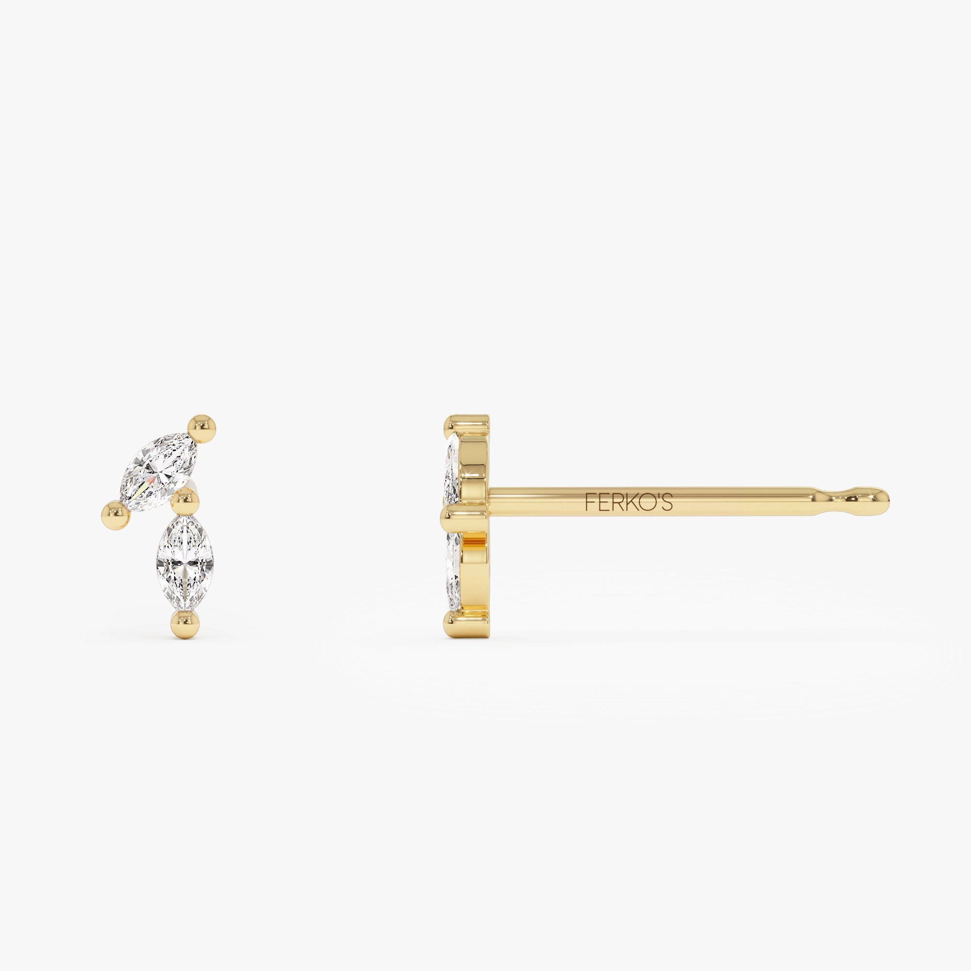 OBFJ0754 - 14k Unique Double Marquise Diamond Studs 7