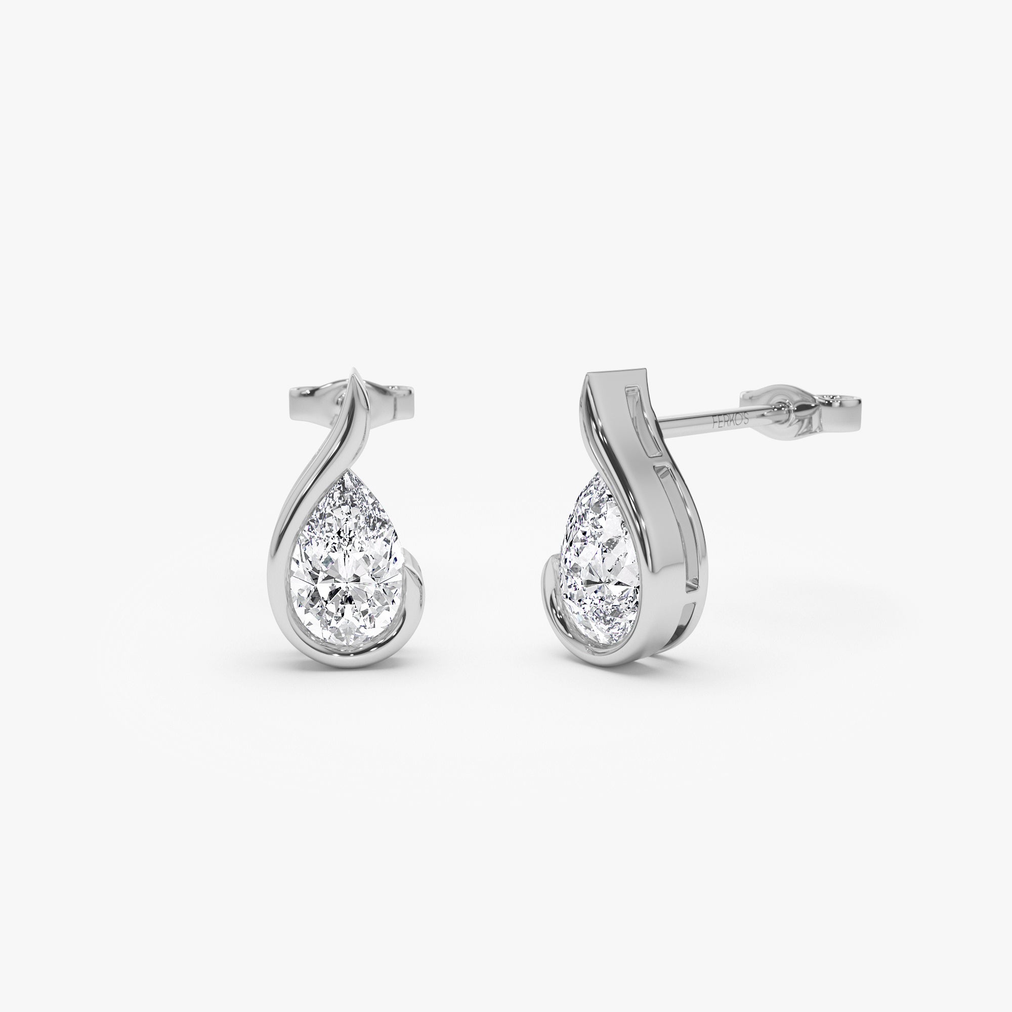 OBFJ0972 - 1.50 ctw 14k Pear Shaped Unique Lab Grown Diamond Studs - Eden 7