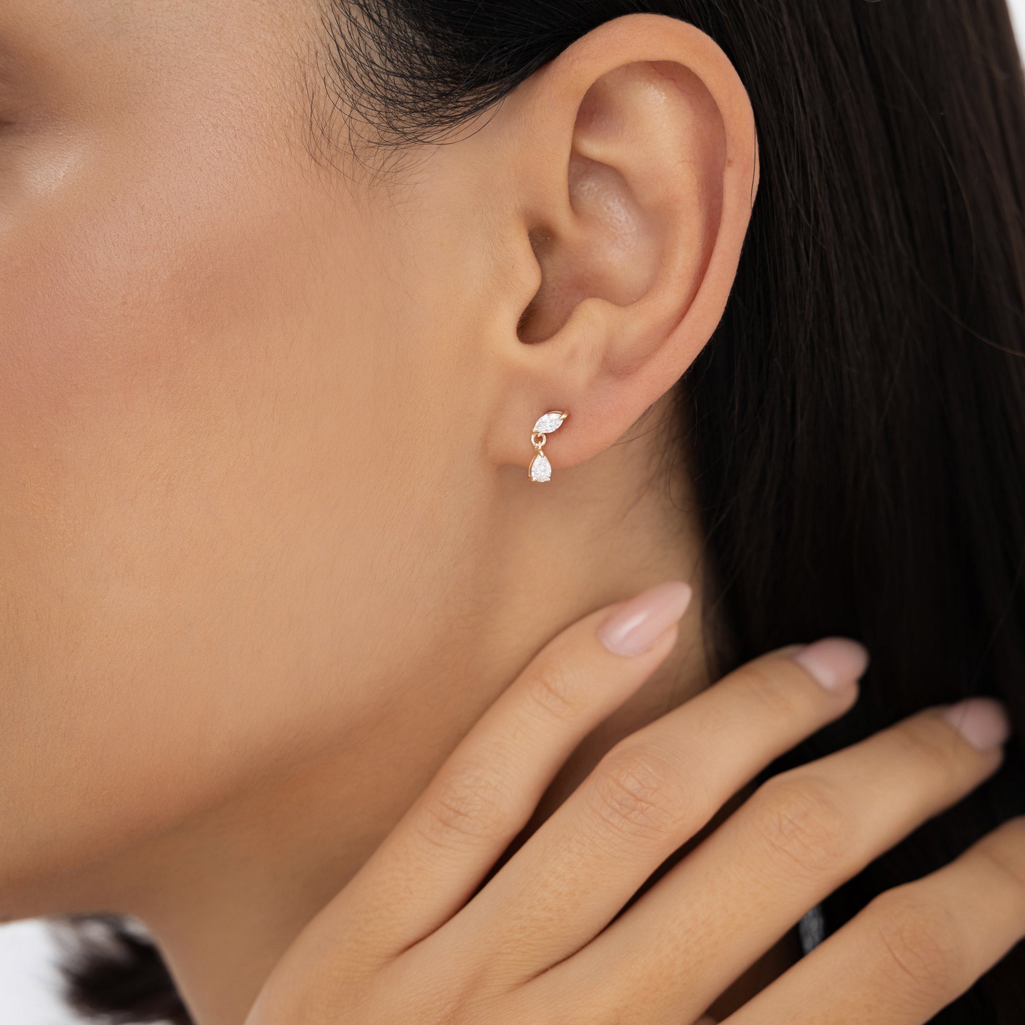 OBFJ0980 - 0.50 ctw 14k Mixed Match Dangling Lab Grown Diamond Studs - Kinsley 3