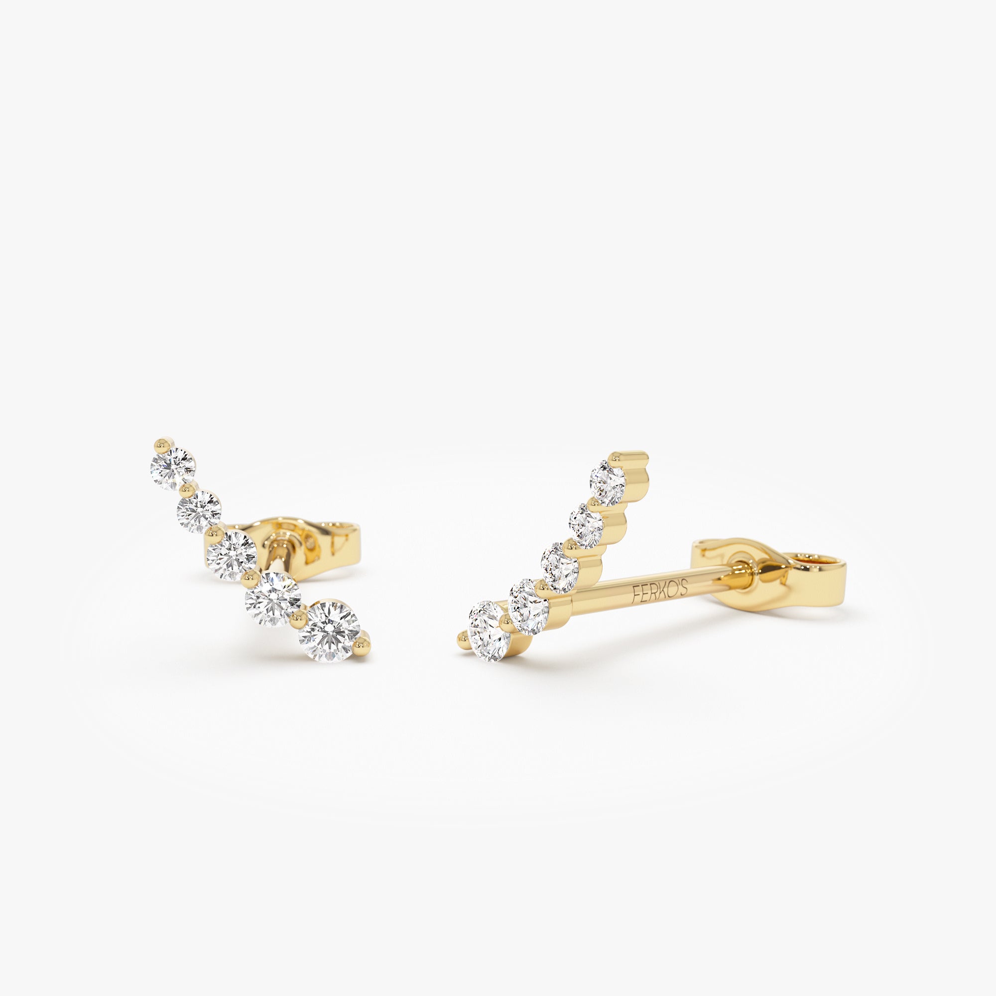 OBFJ1014 - 14k Diamond Crawler Studs 1