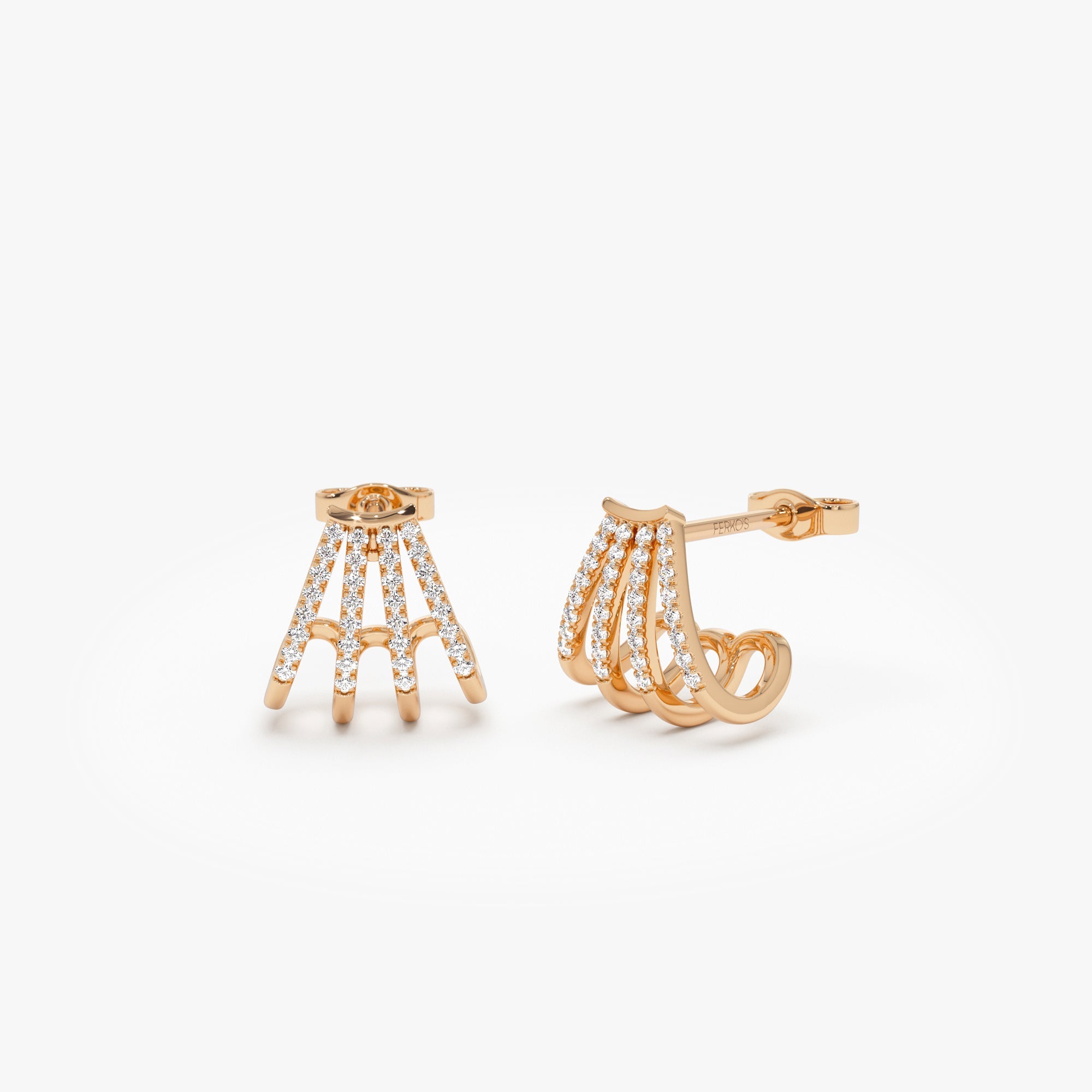 OBFJ1012 - 14k Multi Huggie Diamond Earrings 6