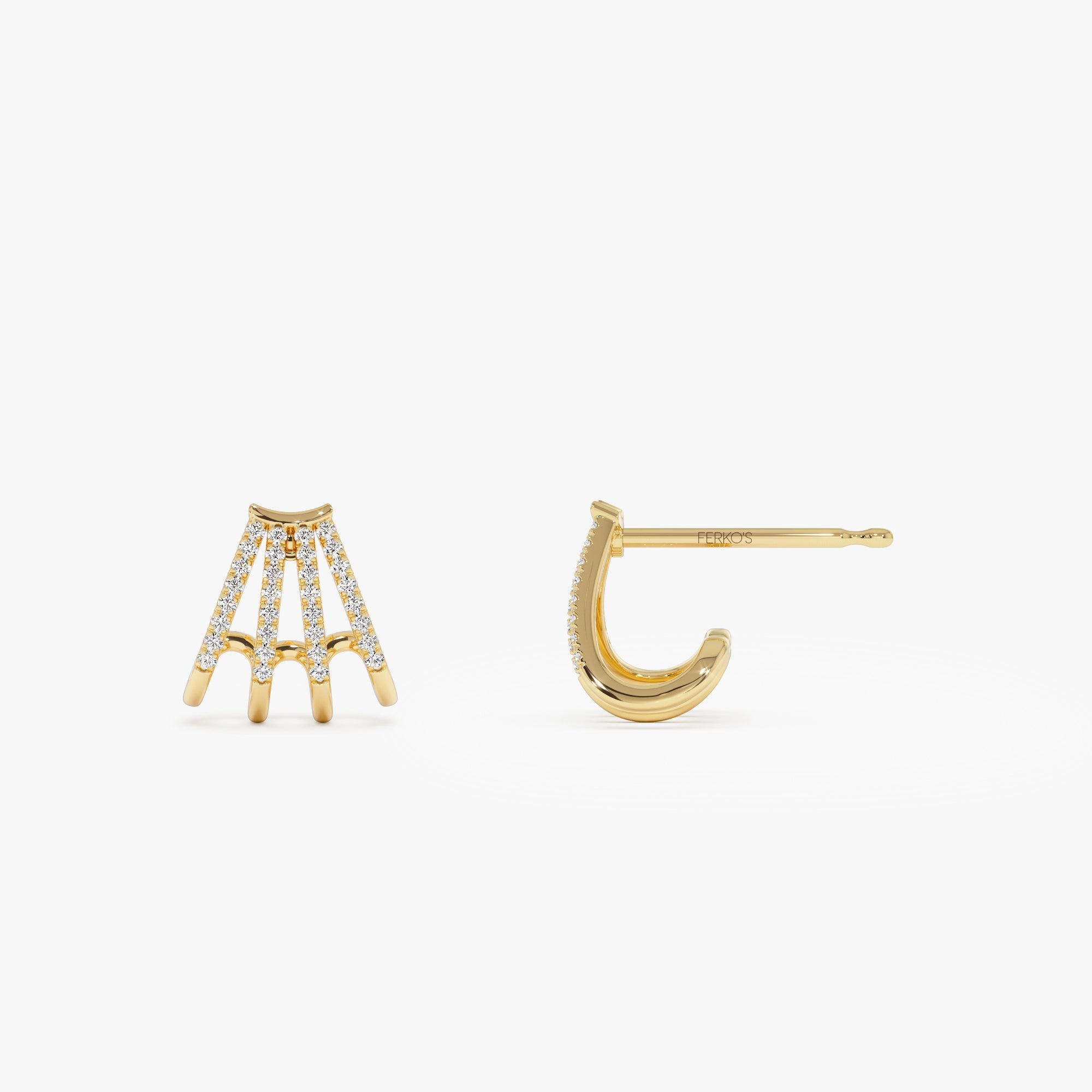 OBFJ1012 - 14k Multi Huggie Diamond Earrings 7