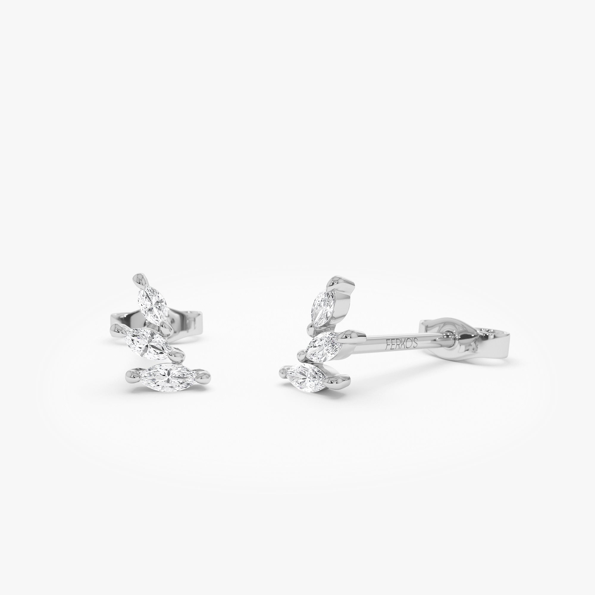 OBFJ0755 - 14k Marquise Shaped Diamond Mini Ear Climber 6