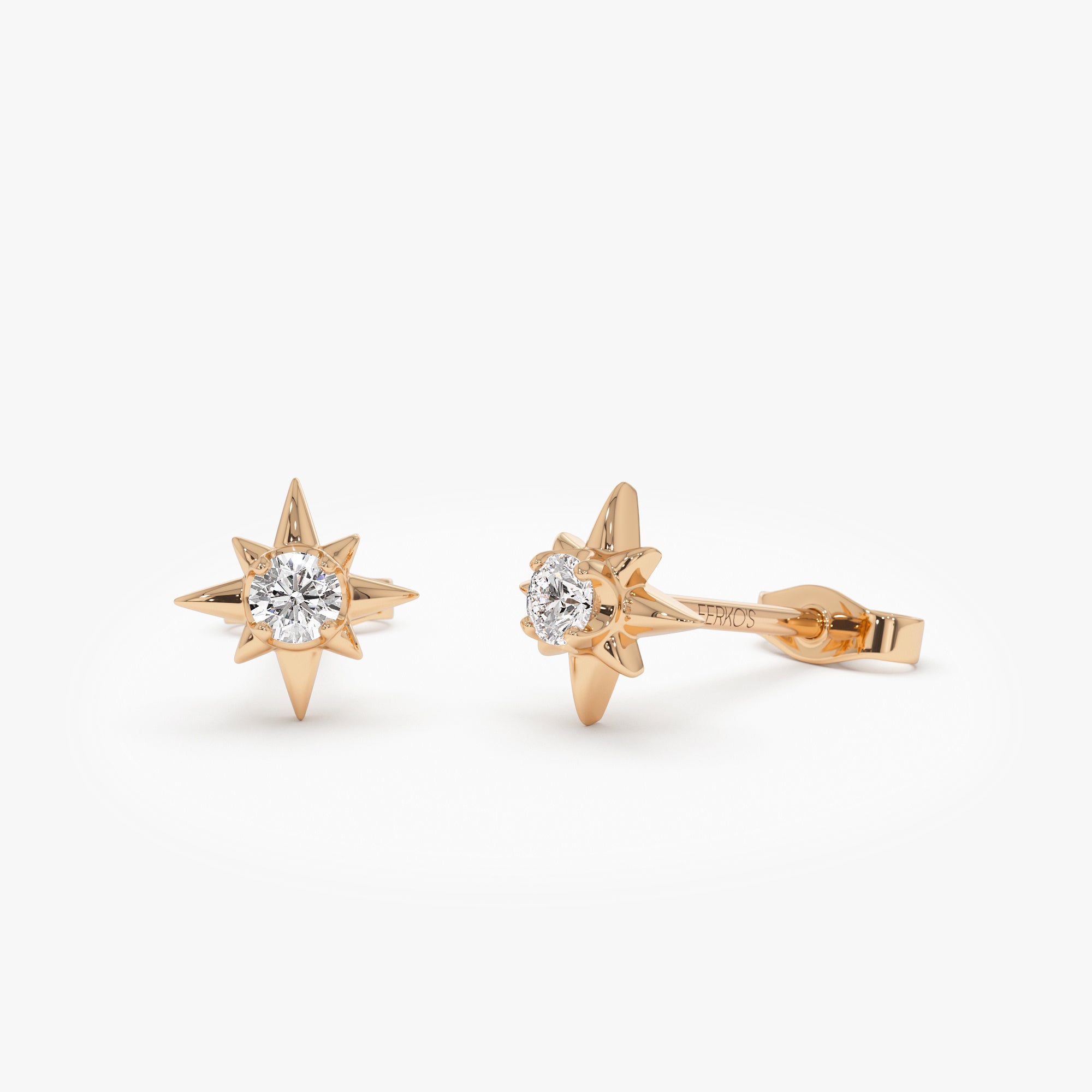OBFJ0944 - 14k Northstar Diamond Studs 5