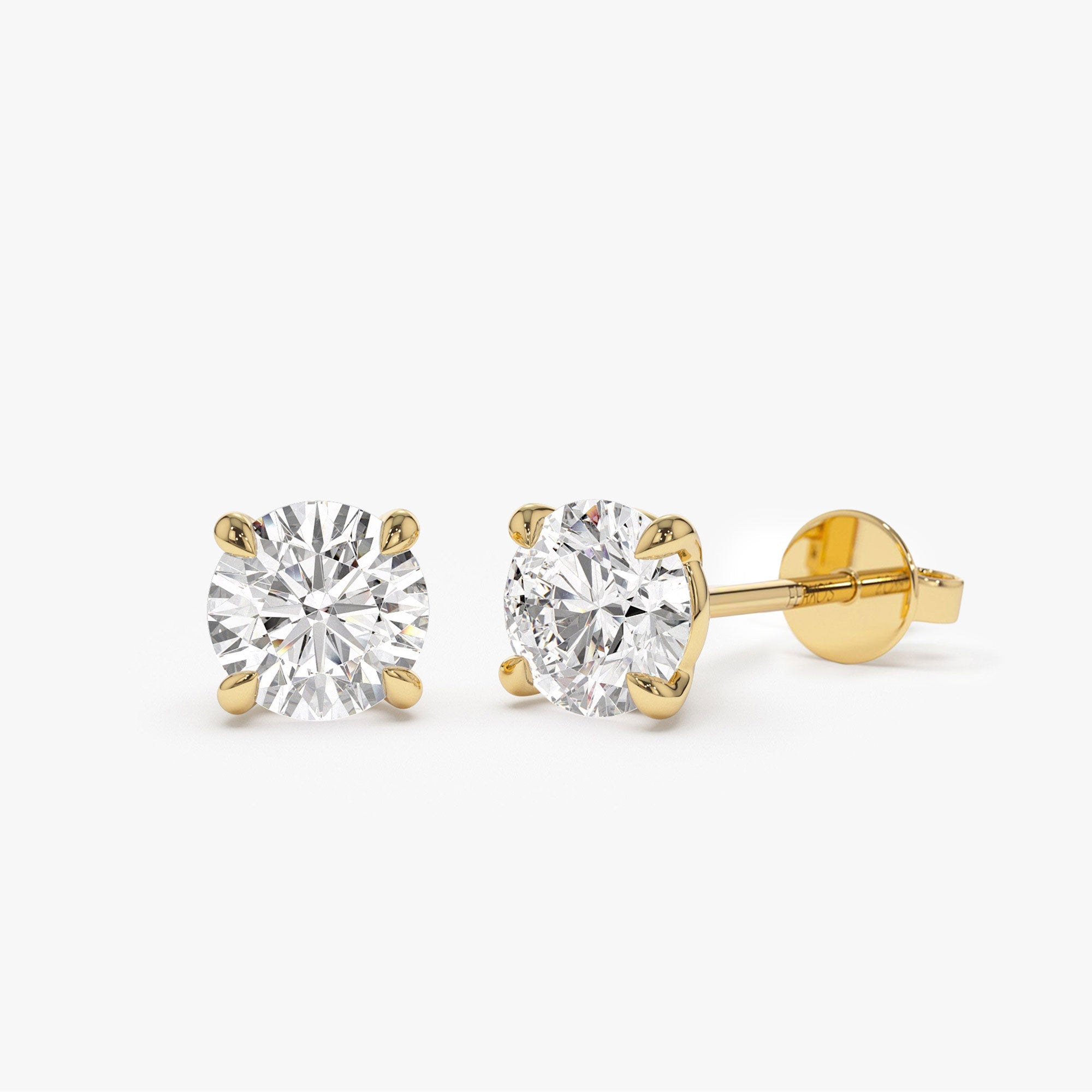 OBFJ0400 - 1.00 - 4.00 ctw 14k Classic Four Prong Lab Grown Round Diamond Studs - Blake 1