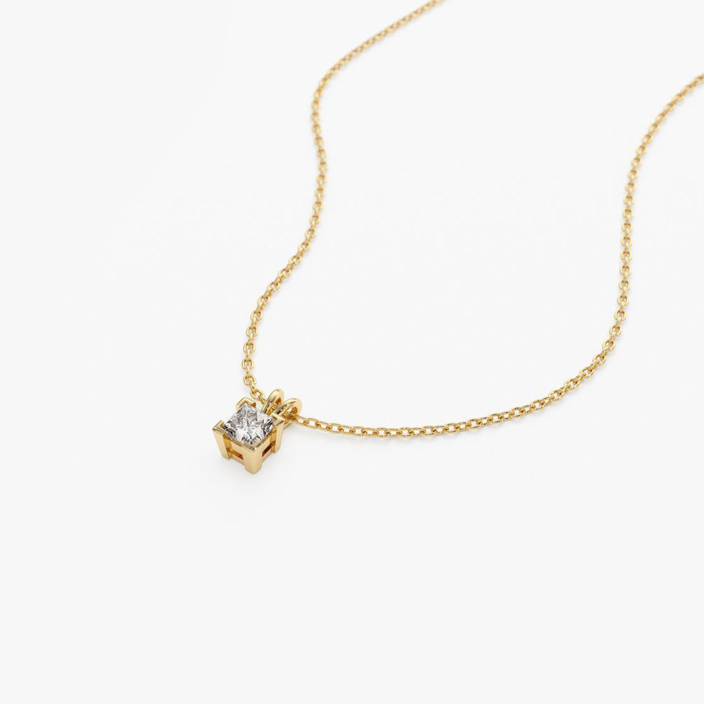 OBFJ1032 - 14k Princess-Cut Diamond Solitaire Pendant 5