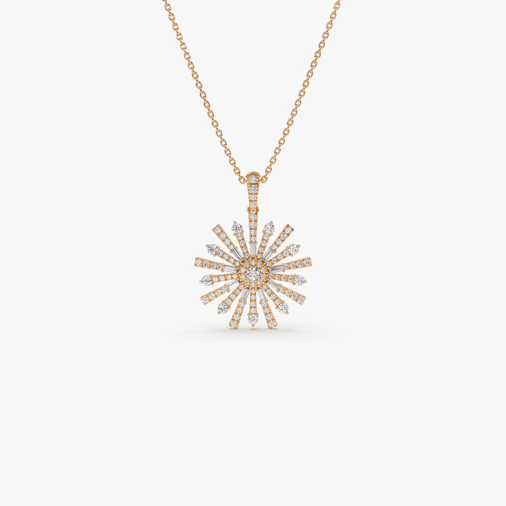 OBFJ1550 - Baguette Diamond Unique Necklace necklace in selectable metal and diamond options - Roselle Jewelry view 5