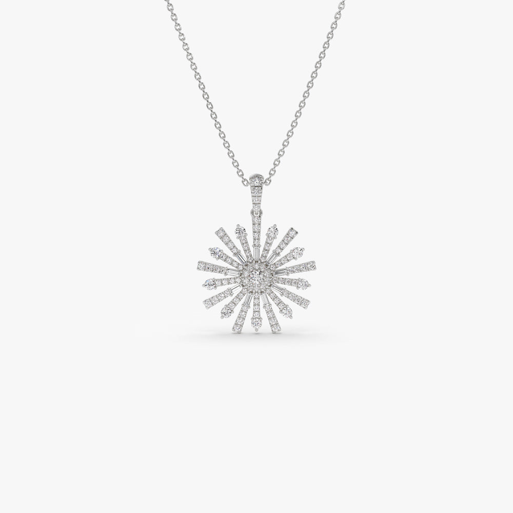 OBFJ1550 - Baguette Diamond Unique Necklace necklace in selectable metal and diamond options - Roselle Jewelry view 6