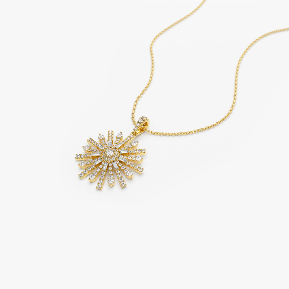 OBFJ1550 - Baguette Diamond Unique Necklace necklace in selectable metal and diamond options - Roselle Jewelry view 7