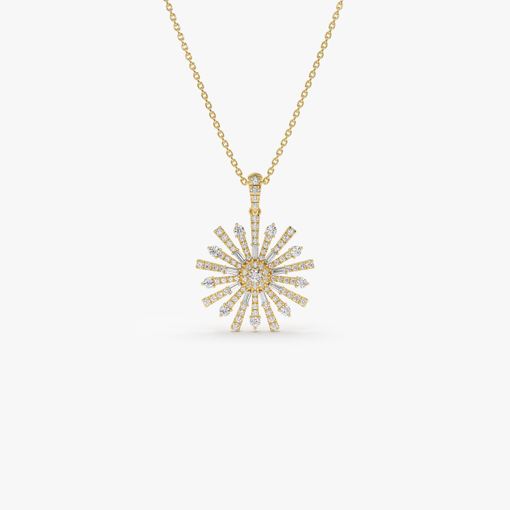 OBFJ1550 - Baguette Diamond Unique Necklace necklace in selectable metal and diamond options - Roselle Jewelry view 1