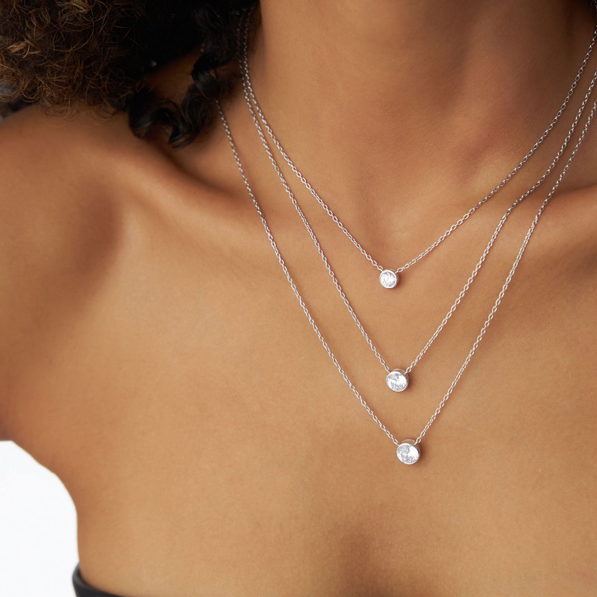 OBFJ1125 - 0.50 - 1.00 ctw 14k Bezel Setting Round Diamond Lab Grown Solitaire Necklace - Reina 2
