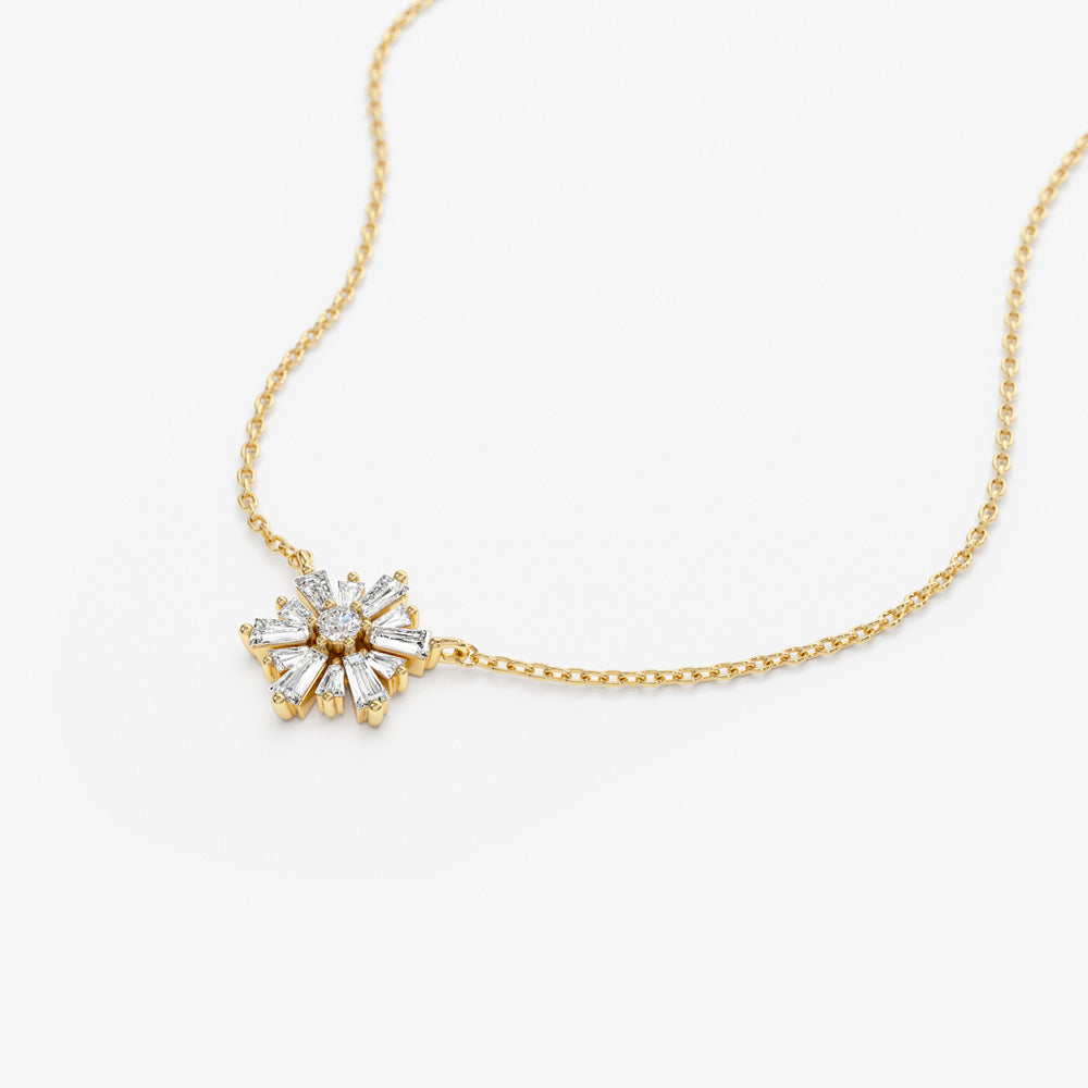 OBFJ1511 - 14k Tapered Baguette Diamond Necklace 8