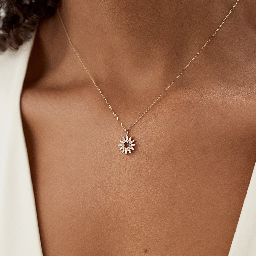 OBFJ1510 - 14k Baguette Diamond Star Pendant Necklace 6