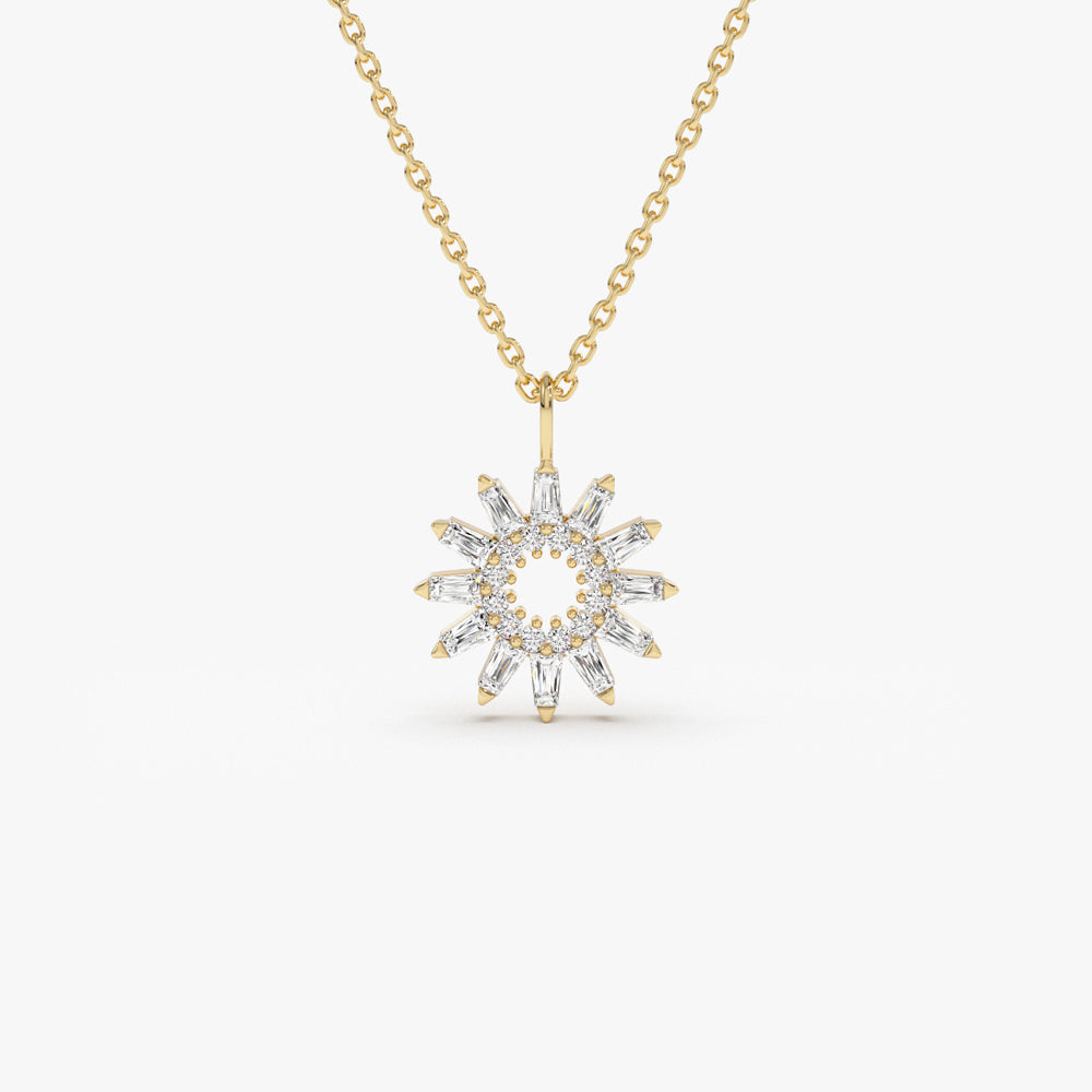 OBFJ1510 - 14k Baguette Diamond Star Pendant Necklace 1