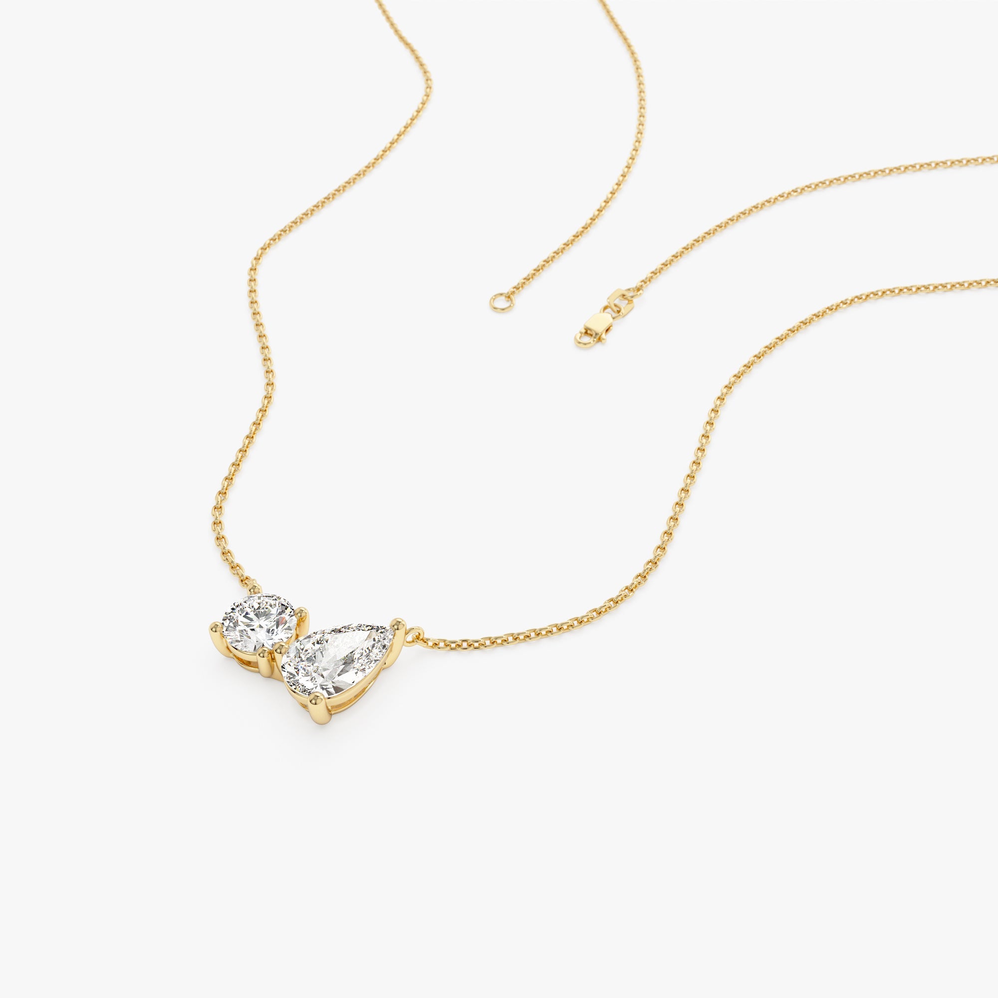 OBFJ0970 - 1.55 ctw 14k Pear Shaped and Round Lab Grown Diamond Neklace - Maria 8