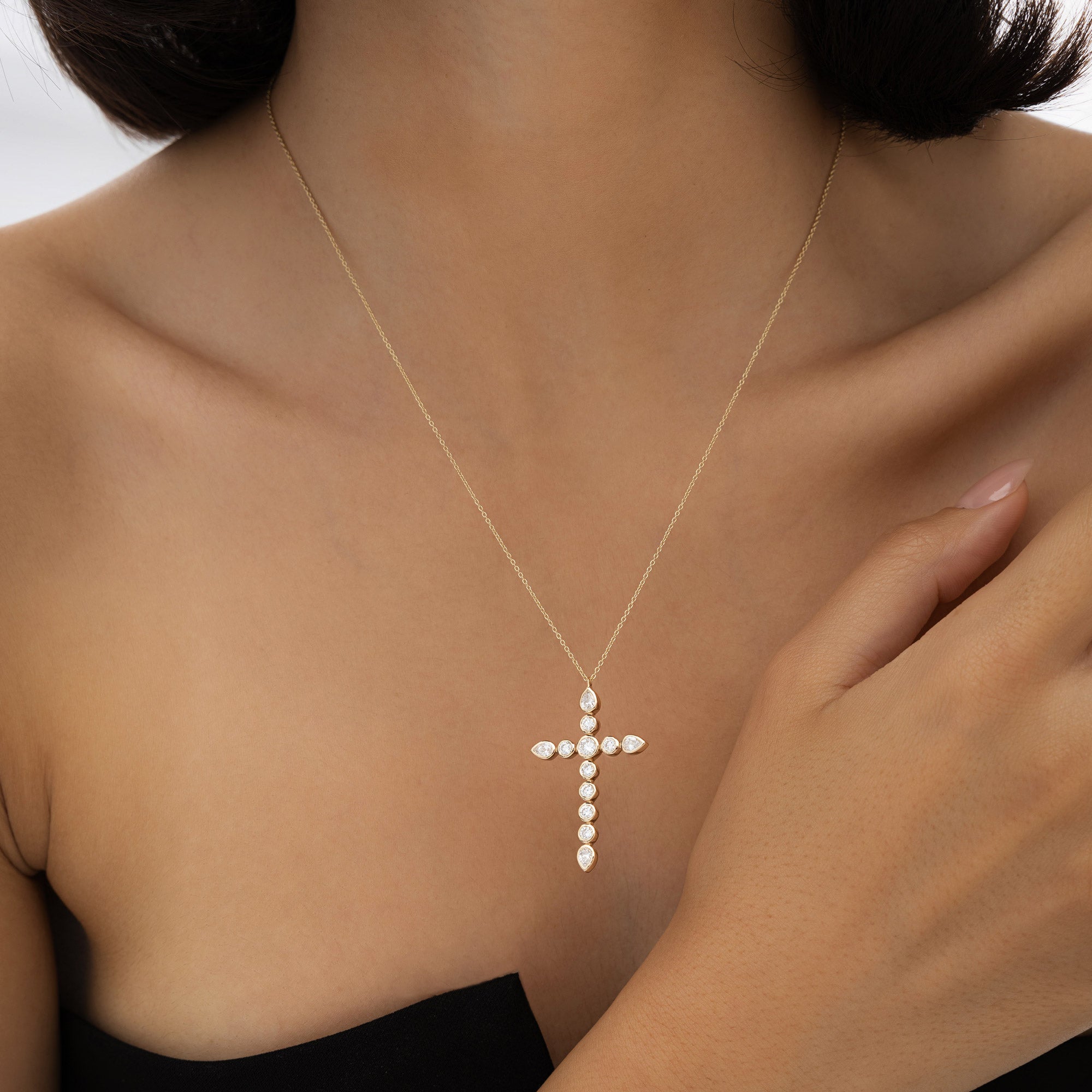 OBFJ0971 - 1.25 ctw 14k Mixed Shape Lab Grown Diamond Cross - Iris 6
