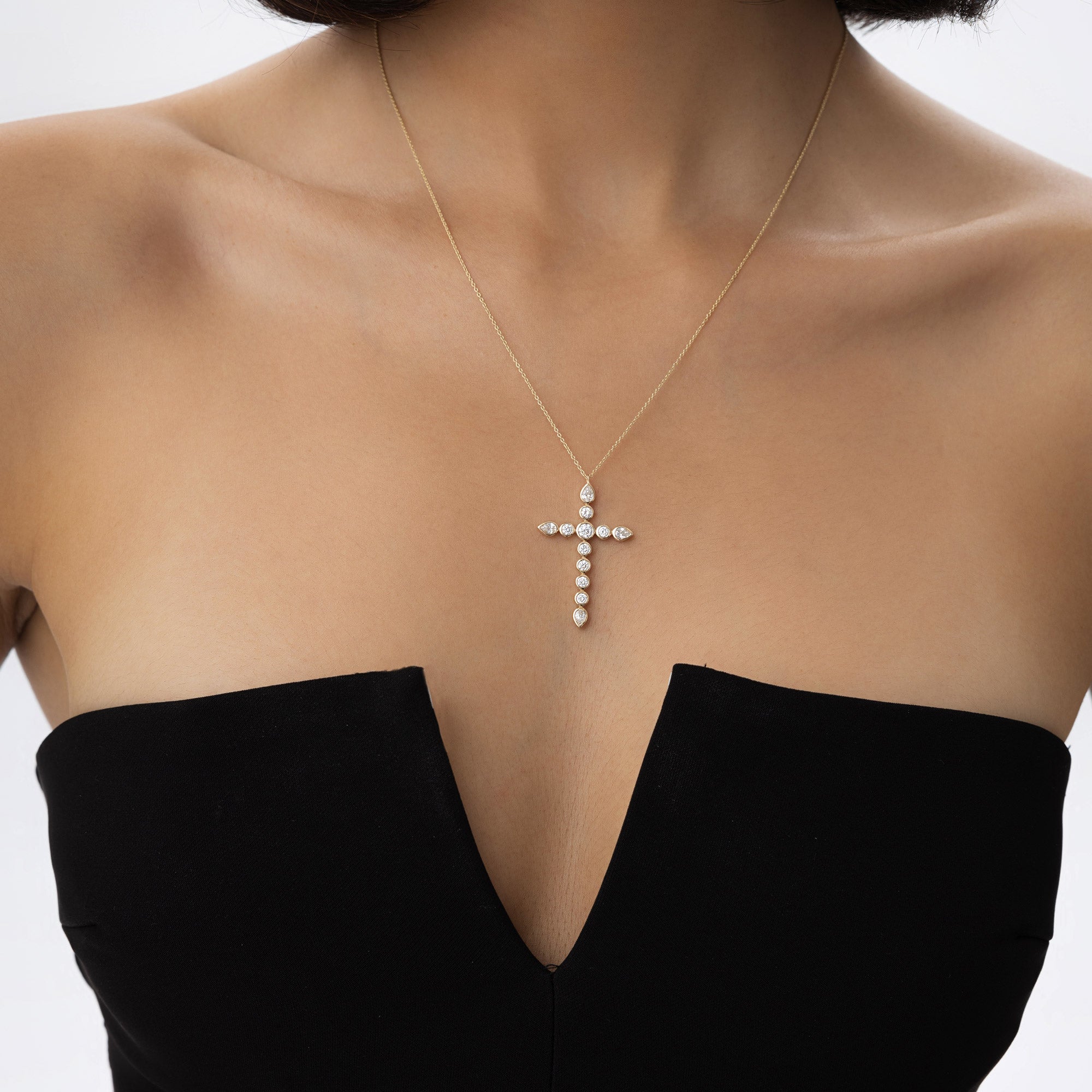 OBFJ0971 - 1.25 ctw 14k Mixed Shape Lab Grown Diamond Cross - Iris 2