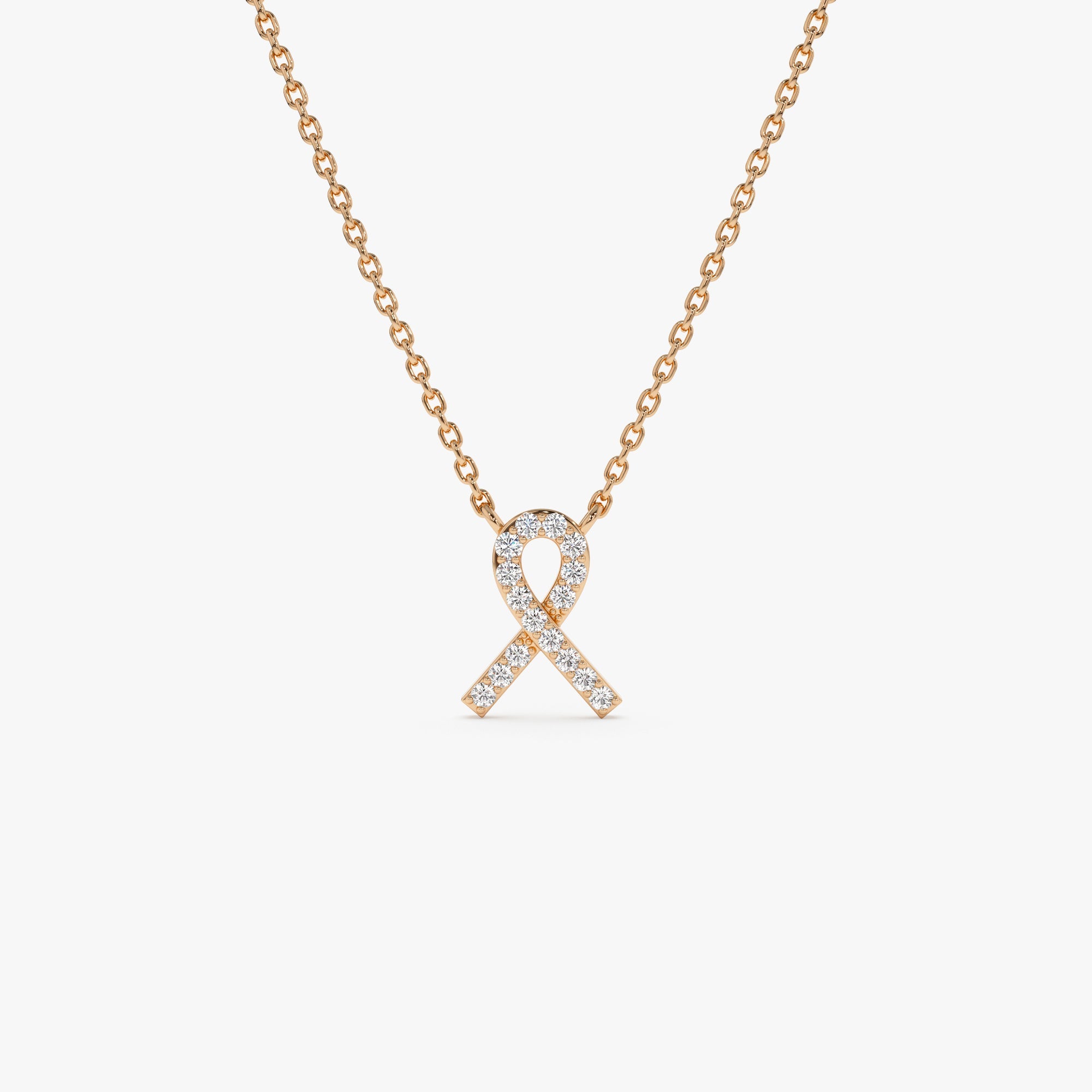 OBFJ1031 - Diamond Ribbon Necklace necklace in selectable metal and diamond options - Roselle Jewelry view 5