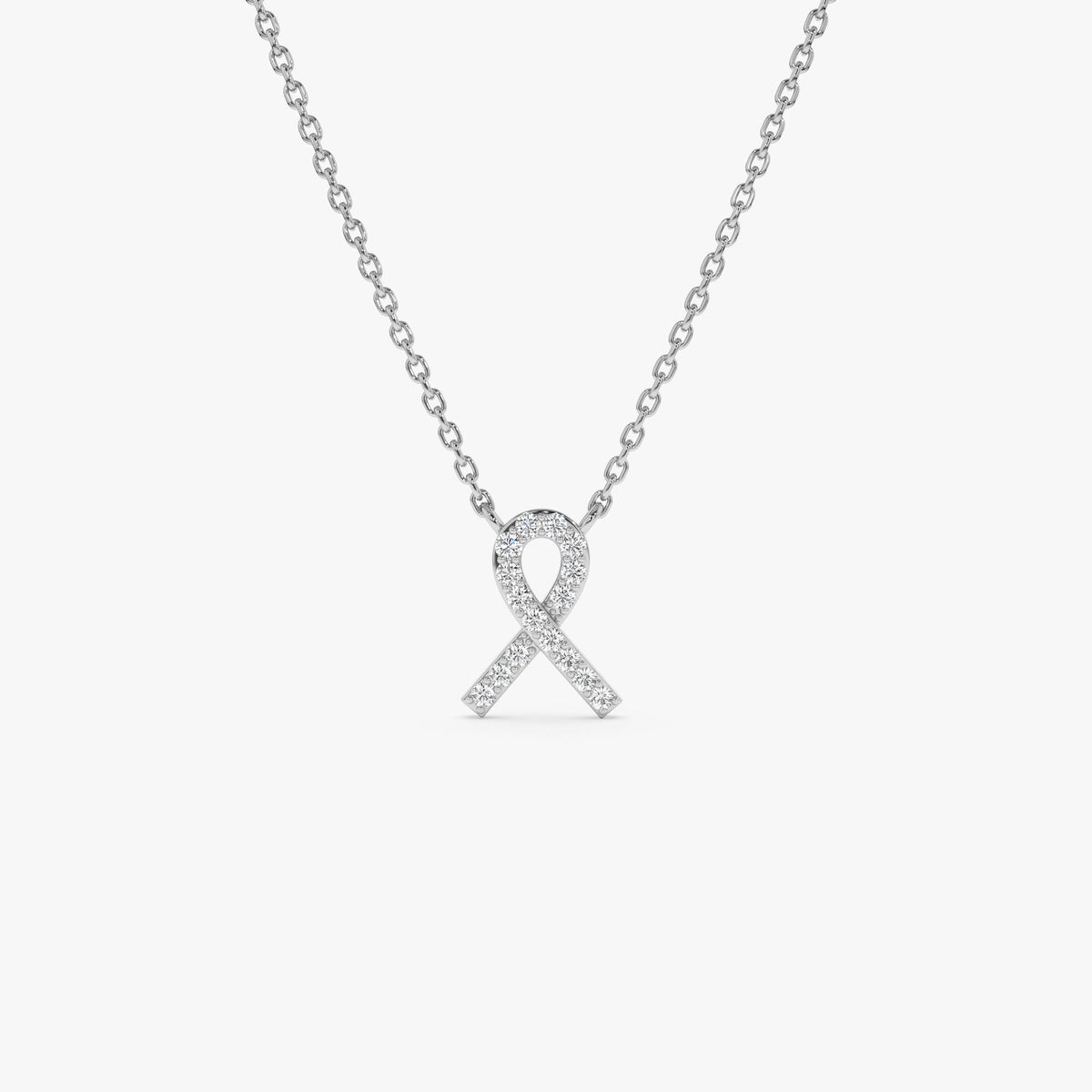 OBFJ1031 - Diamond Ribbon Necklace necklace in selectable metal and diamond options - Roselle Jewelry view 4