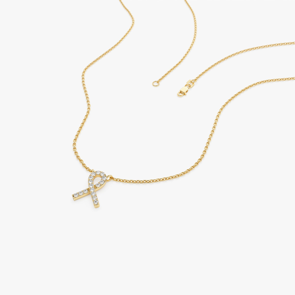 OBFJ1031 - Diamond Ribbon Necklace necklace in selectable metal and diamond options - Roselle Jewelry view 6