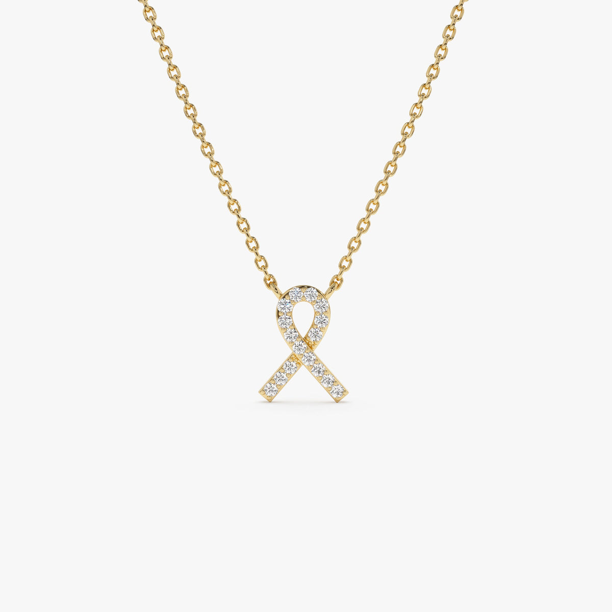 OBFJ1031 - Diamond Ribbon Necklace necklace in selectable metal and diamond options - Roselle Jewelry view 1