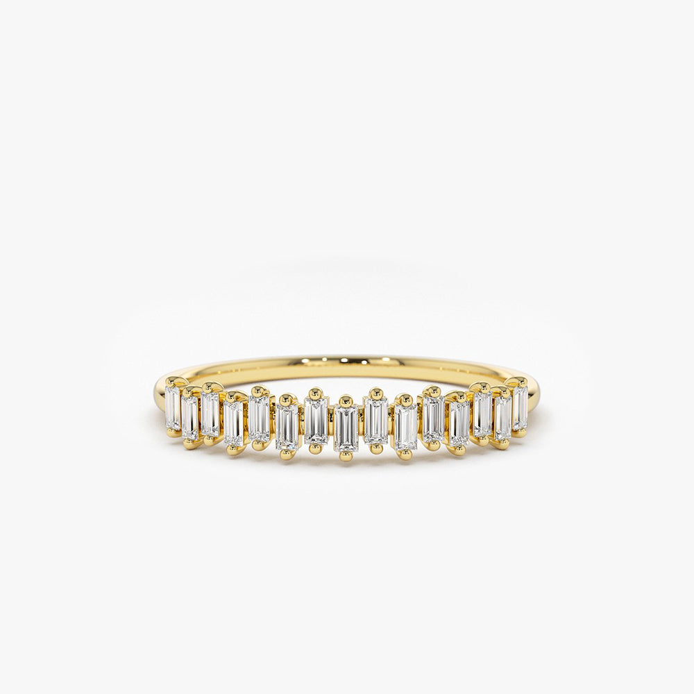 OBFJ1793 - 14K Gold Stackable Vertical Baguette Diamond Ring 1