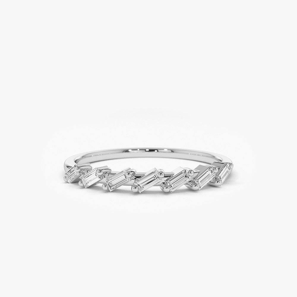 OBFJ1794 - 7 Stone Slanted Baguette Diamond Ring ring in selectable metal and diamond options - Roselle Jewelry view 6