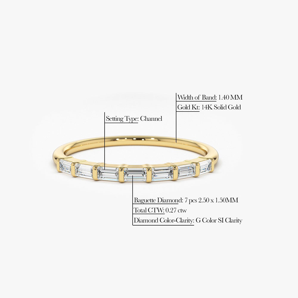 OBFJ1808 - 14K 7 Stone Baguette Diamond Wedding Ring 6