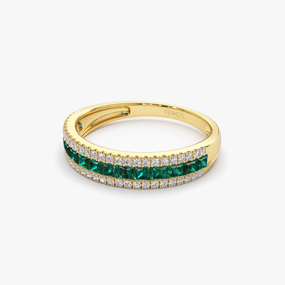 OBFJ2005 - 14k  Half Eternity Square Emerald Anniversary Ring 9