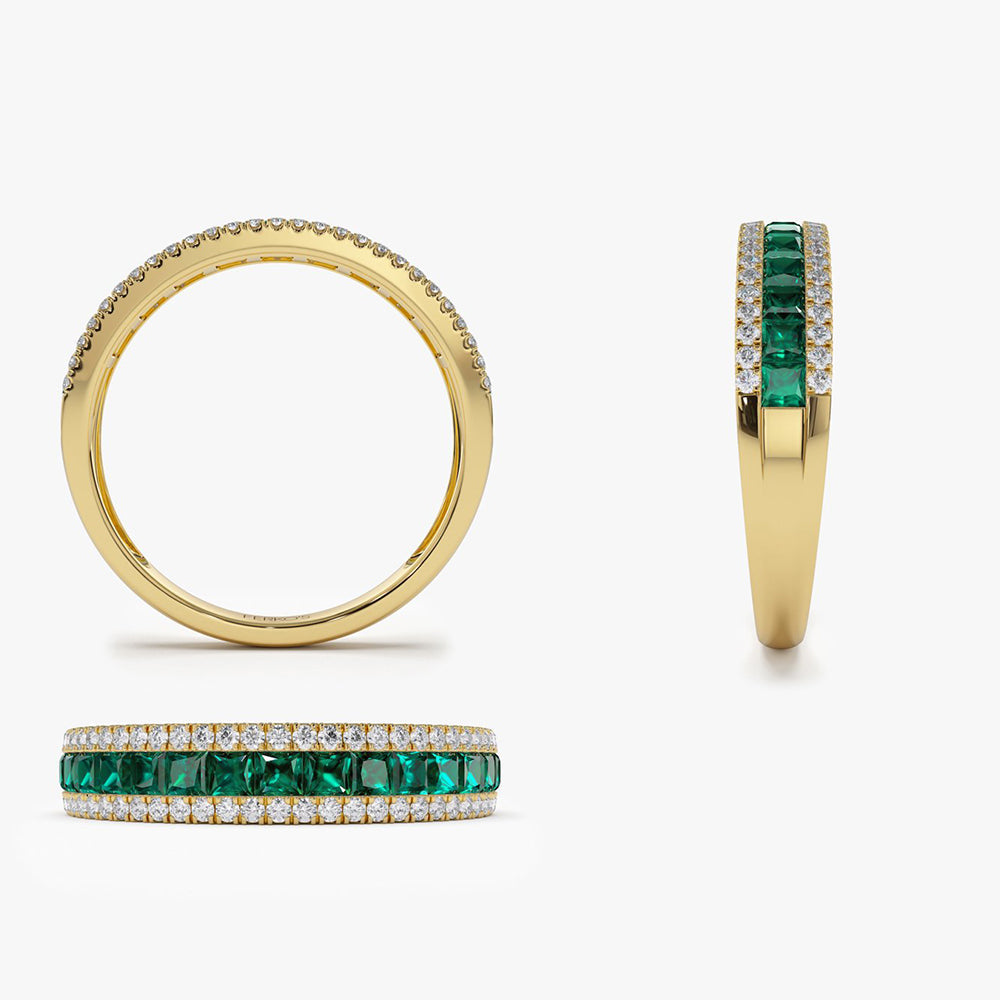 OBFJ2005 - 14k  Half Eternity Square Emerald Anniversary Ring 10