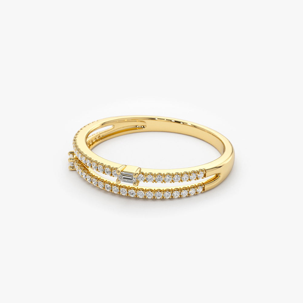 OBFJ1816 - 14k Unique Double Row Micro Pave Statement Ring 6
