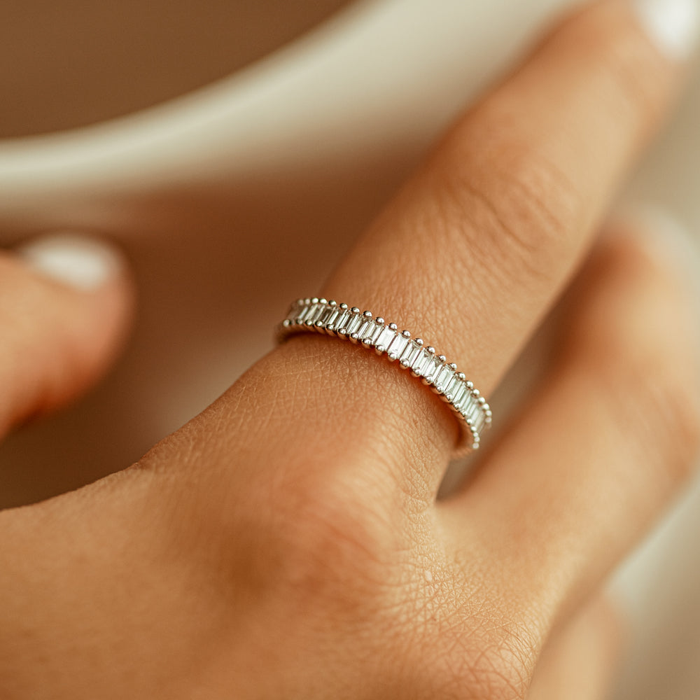 OBFJ1814 - 14K Prong Setting Full Eternity Baguette Diamond Ring 5