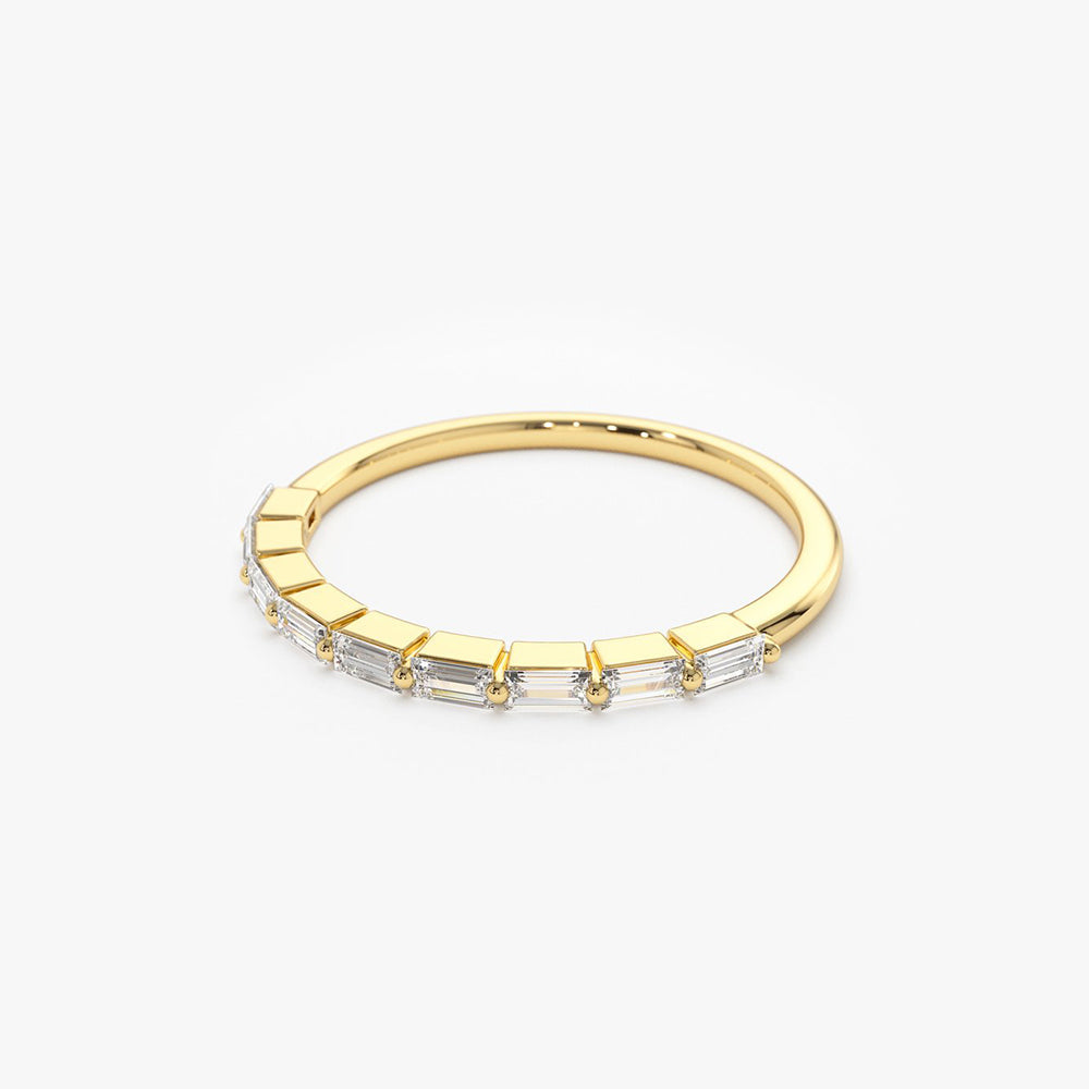 OBFJ1890 - Shared Prong Half Eternity Baguette Diamond Ring ring in selectable metal and diamond options - Roselle Jewelry view 7