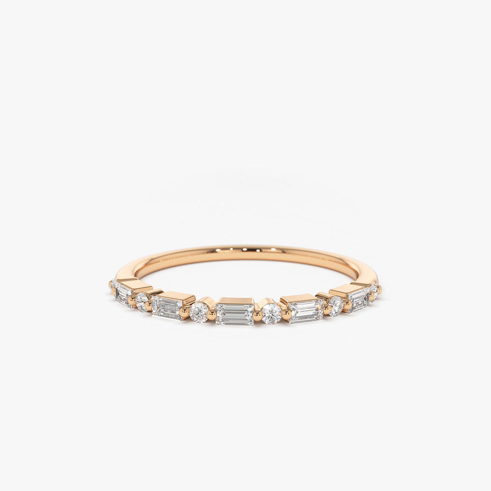 OBFJ1440 - 14K Baguette and Round Diamond Ring 5