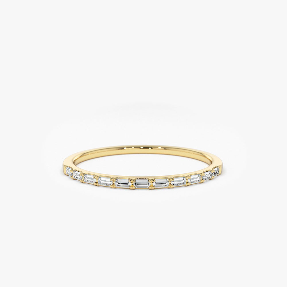 OBFJ1810 - 14K Ultra Thin Half Eternity Baguette Diamond Stackable Ring 1